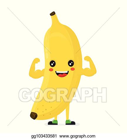 Eps illustration happy strong. Clipart banana cute