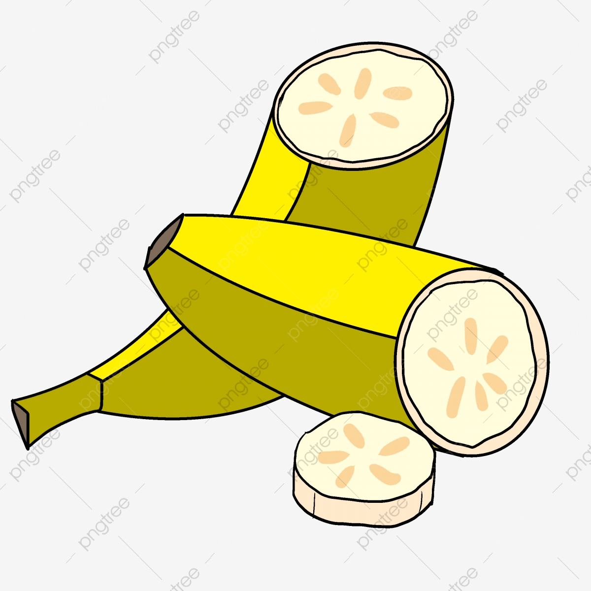 Clipart banana open. Yellow fruit illustration png