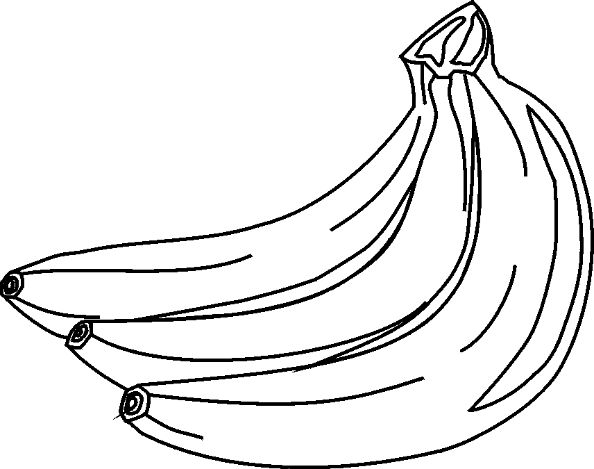 Black and white banana. Bananas clipart line art