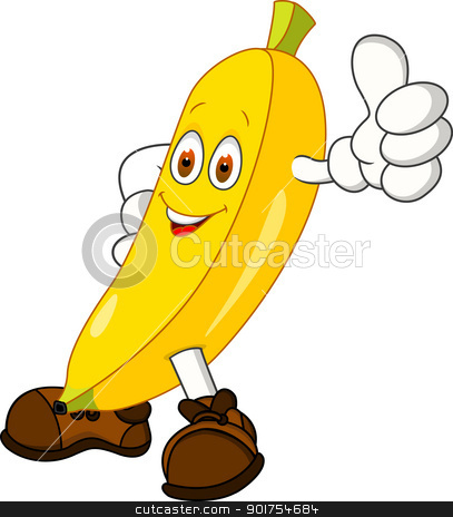 Banana cartoon character stock. Bananas clipart vector