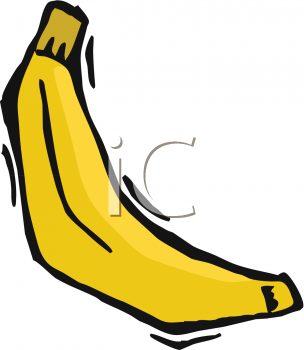 A single yellow banana. Bananas clipart colored