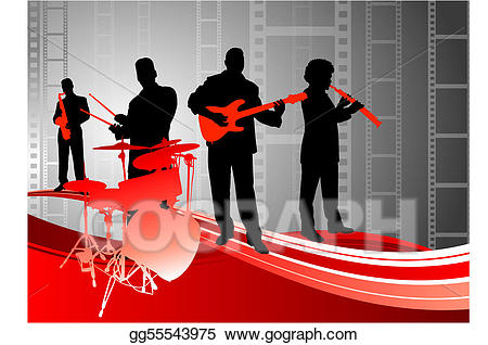 Vector live music on. Band clipart abstract