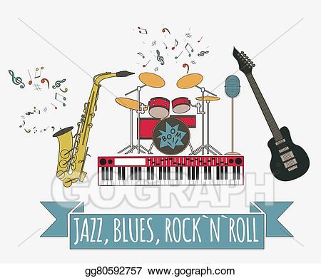 Vector art rock n. Jazz clipart blues music
