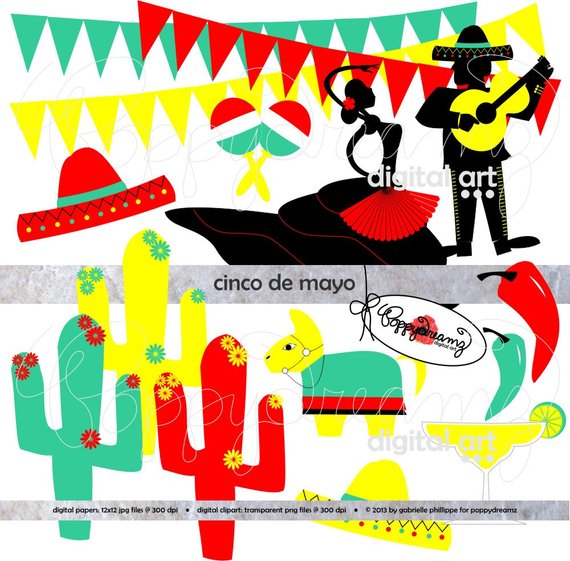 Band clipart fiesta. Cinco de mayo digital