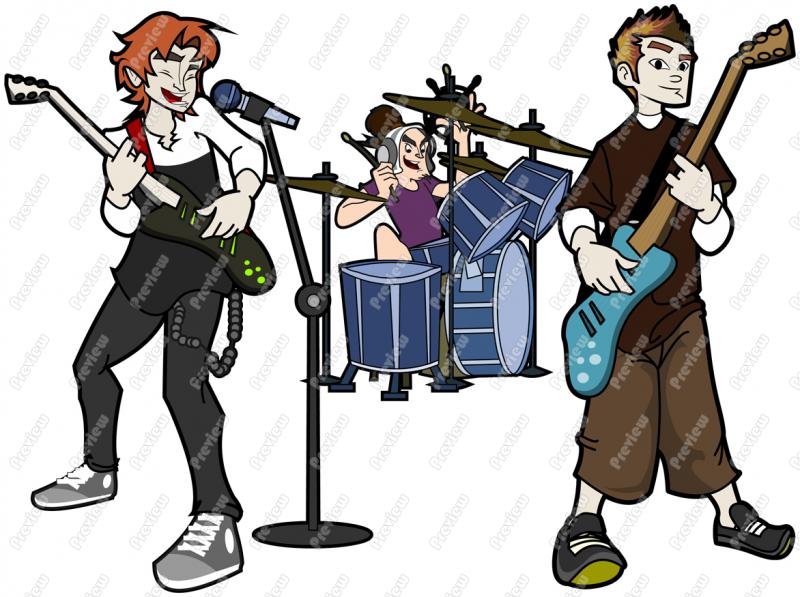 Rock collection guy character. Band clipart pop group