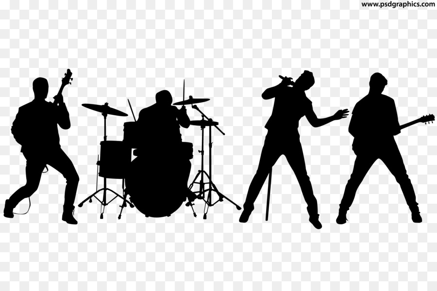Rock background black communication. Band clipart silhouette