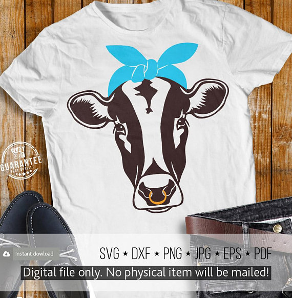 Bandana clipart item. Cow with svg bandanna