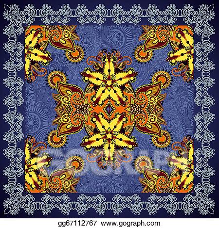Bandana clipart paisley. Vector art floral drawing