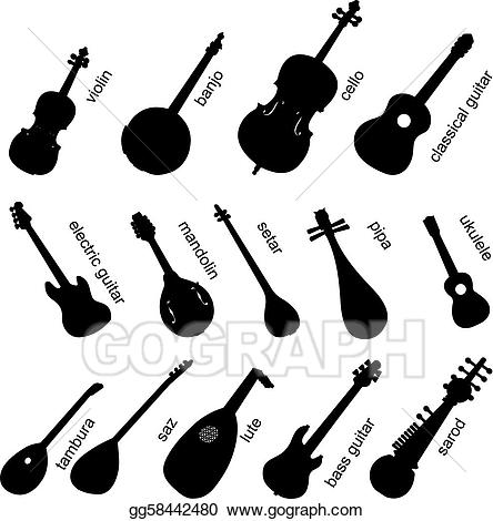 Vector art musical instruments. Banjo clipart sarod