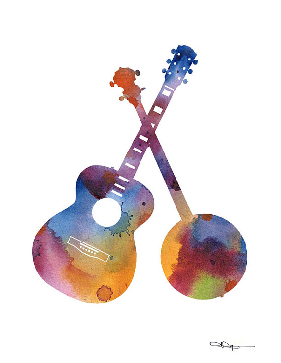 banjo clipart watercolor