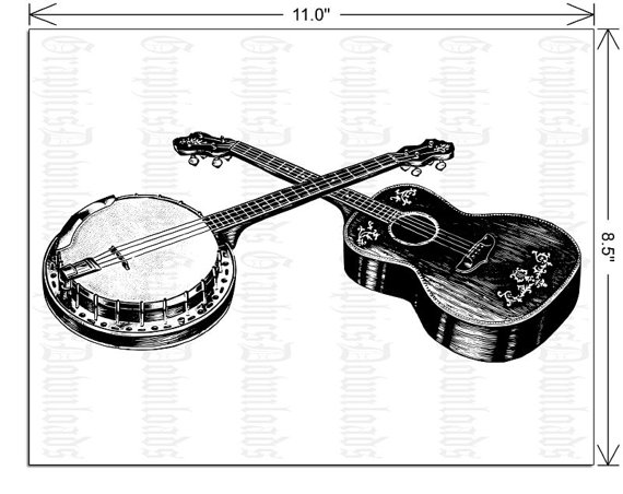 banjo clipart western guitar