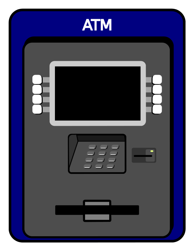 Free simple atm machine. E clipart banking