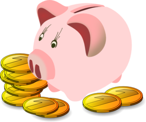 Piggy with coins at. Bank clipart clip art