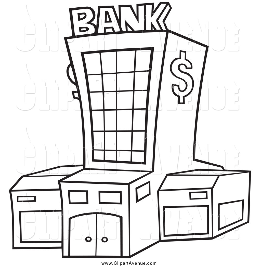 Black and white free. Bank clipart clip art