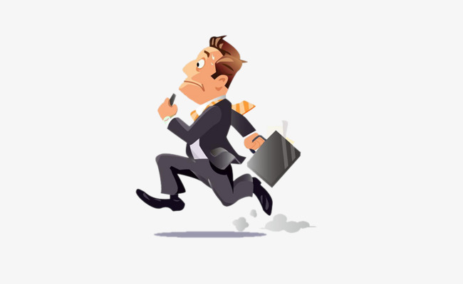 Cartoon running a hurried. Banker clipart animated