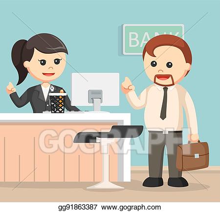 Eps illustration female teller. Banker clipart bank employee