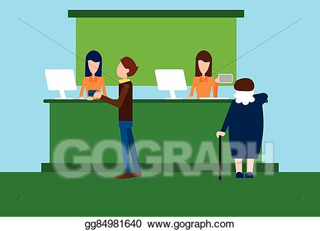 Banker clipart bank worker. Vector stock office interior