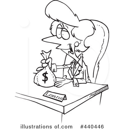 Banker clipart black and white. Loan illustration by toonaday