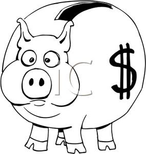 Banker clipart black and white. Piggy bank with a