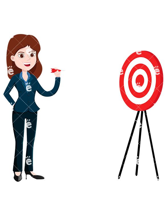A businesswoman aiming straight. Banker clipart cute