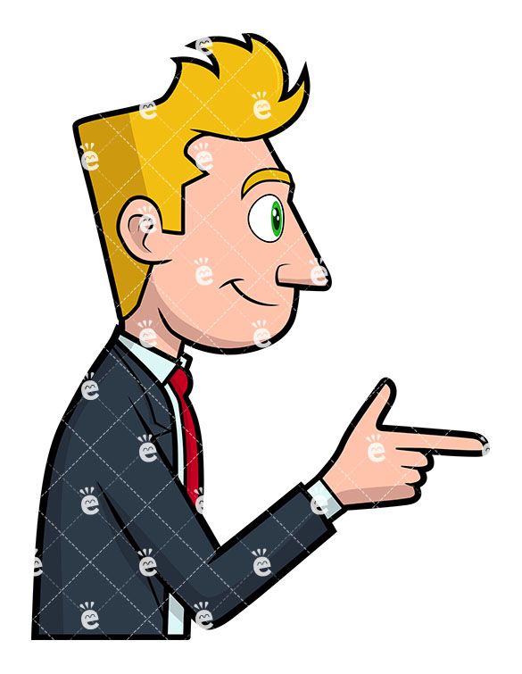 A smiling businessman pointing. Conflict clipart corporation