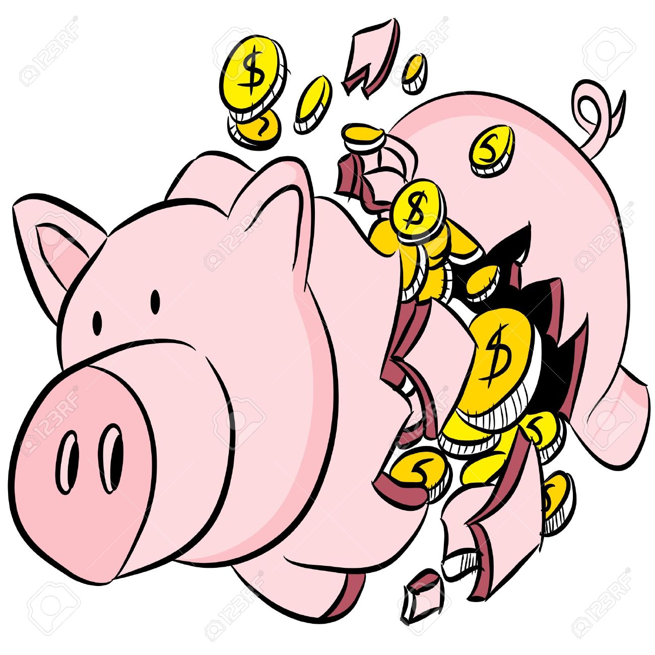  collection of broken. Banker clipart pig