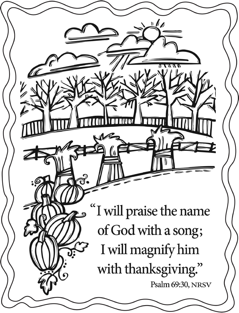 Banner clip art coloring page. Thanksgiving pages scripture give