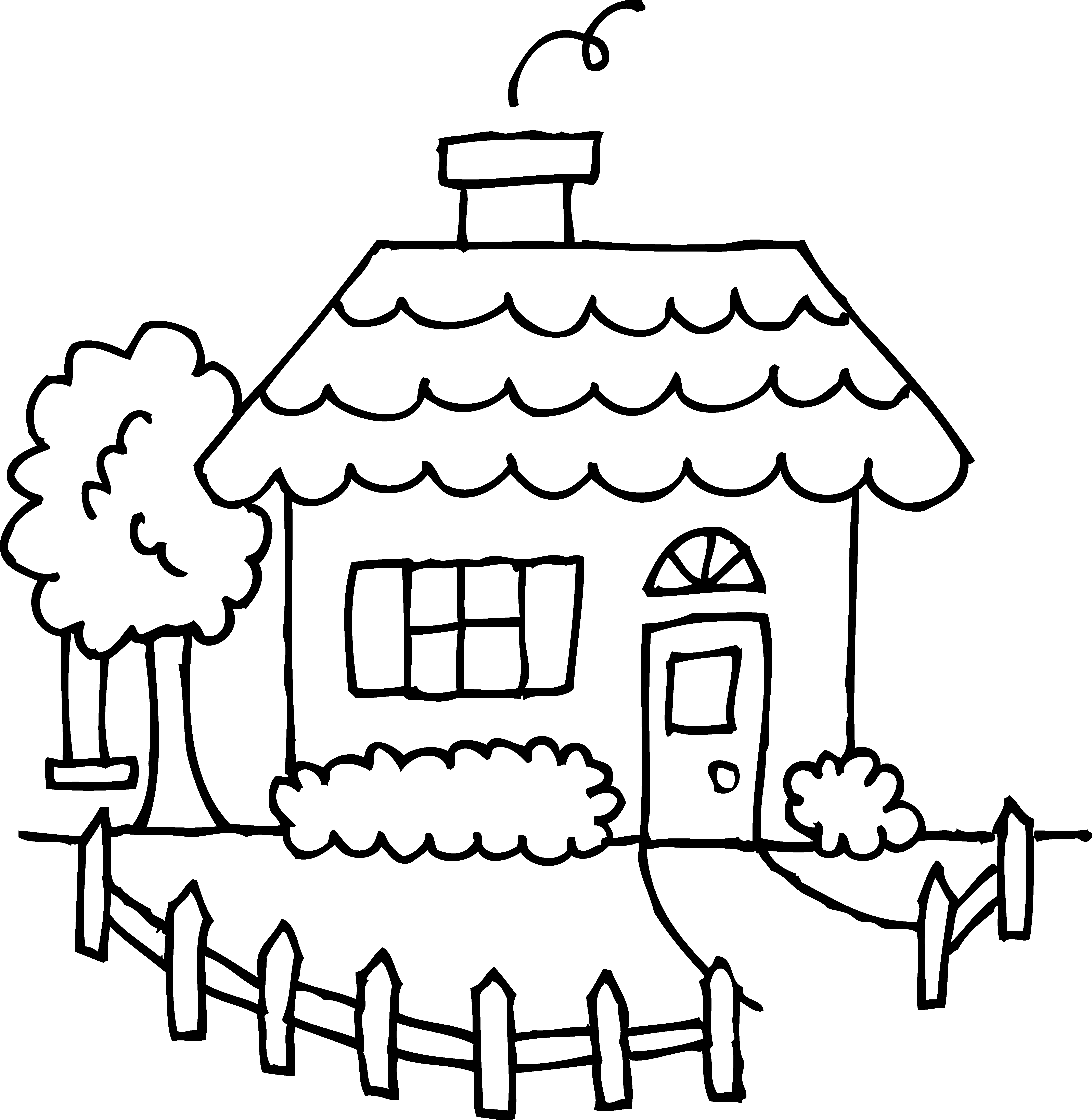 White house coloring page. Houses clipart clothes