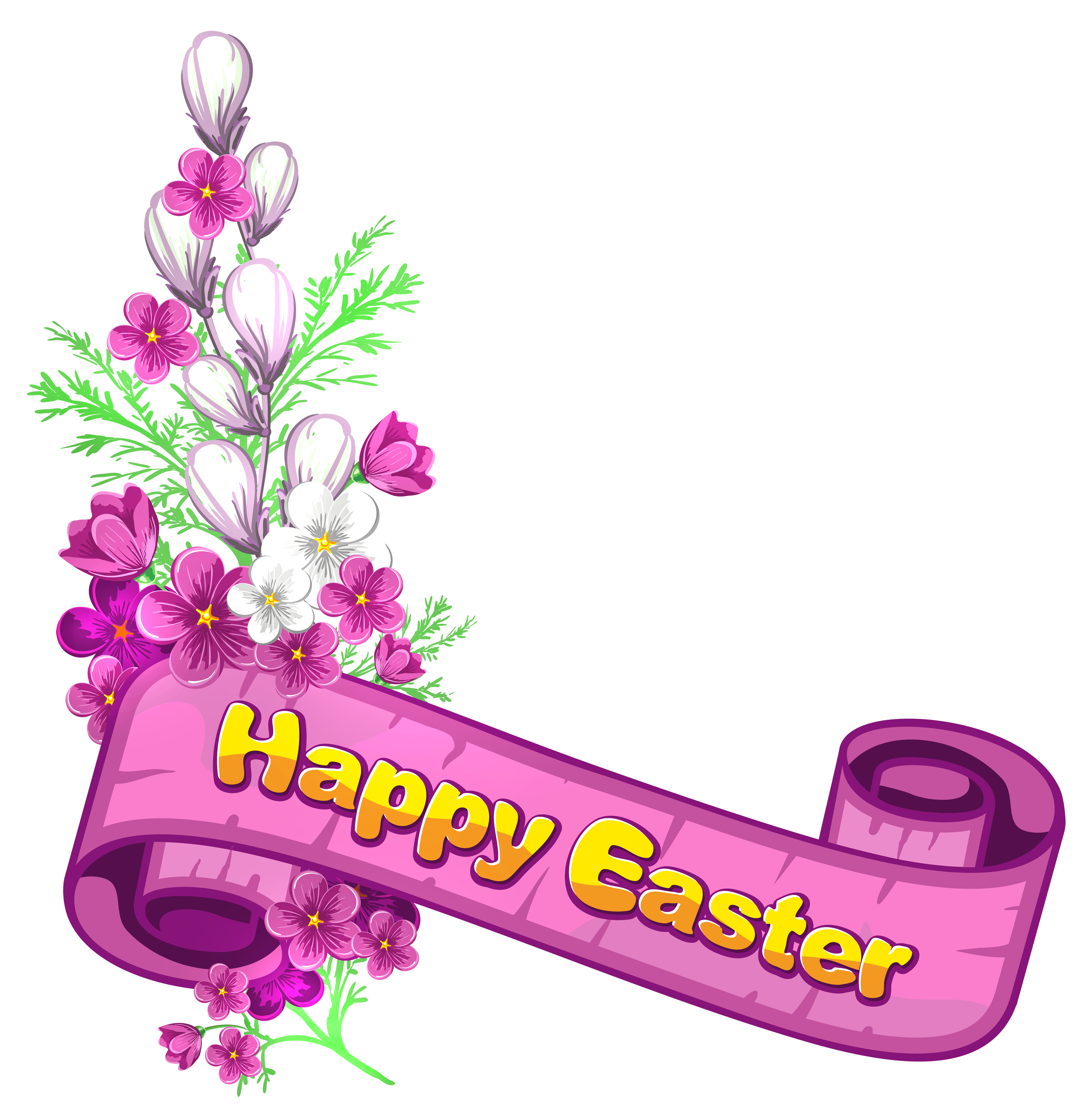 Pink happy easter and. Banner clip art flower