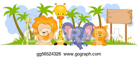 Drawing wild animal gg. Clipart animals banner
