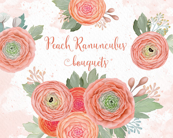 Boho clipart banner. Peach flowers wedding flower