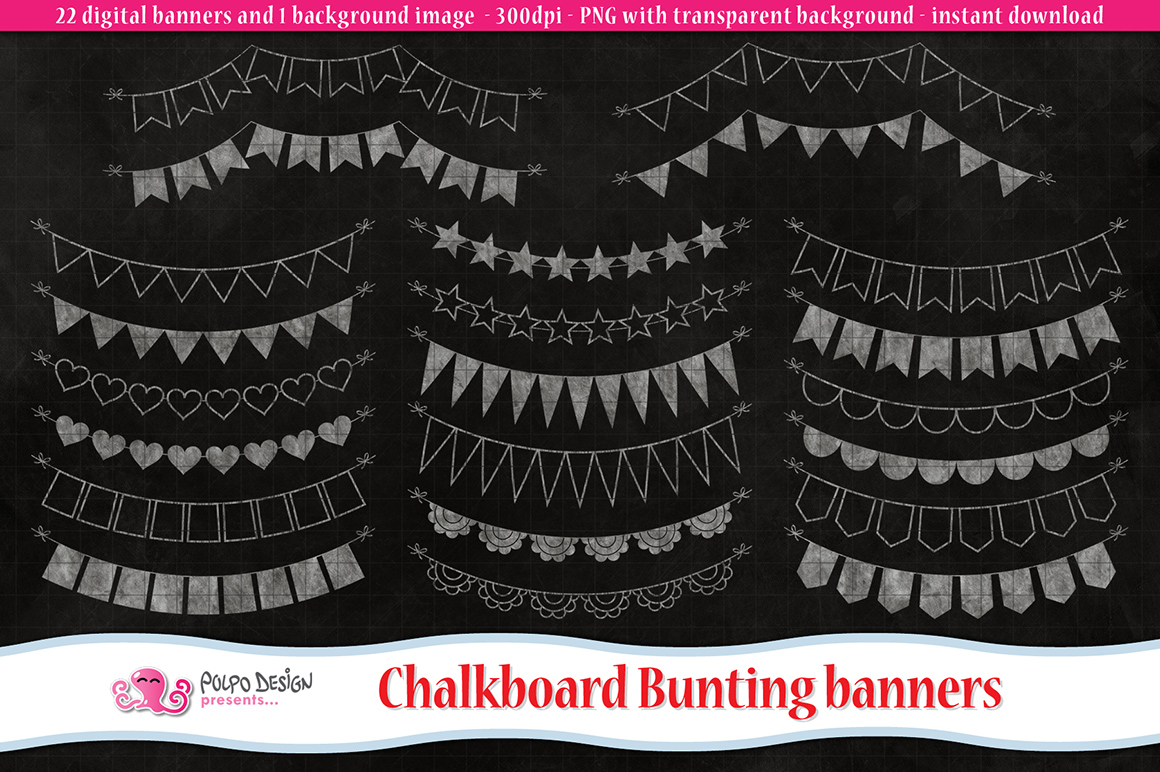 Banner clipart chalkboard. Bunting banners clip art