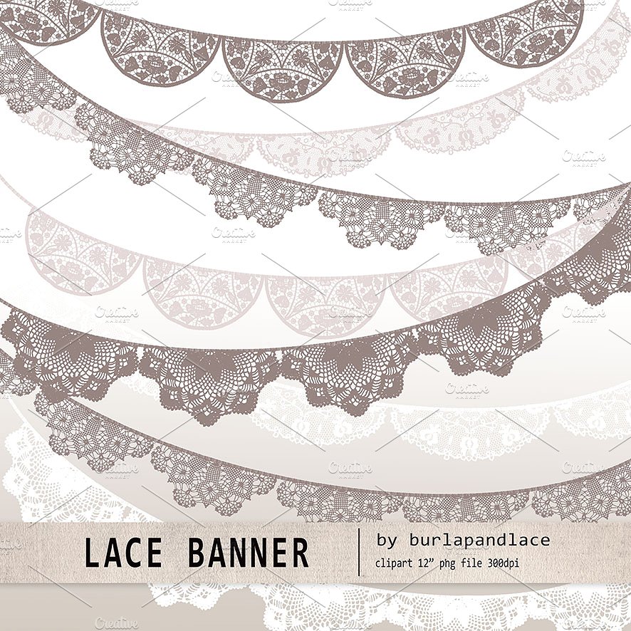 Banner illustrations creative market. Banners clipart lace
