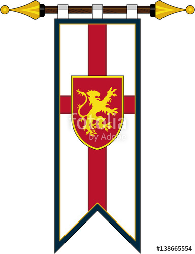 Banner clipart medieval. Heraldic shield on flag