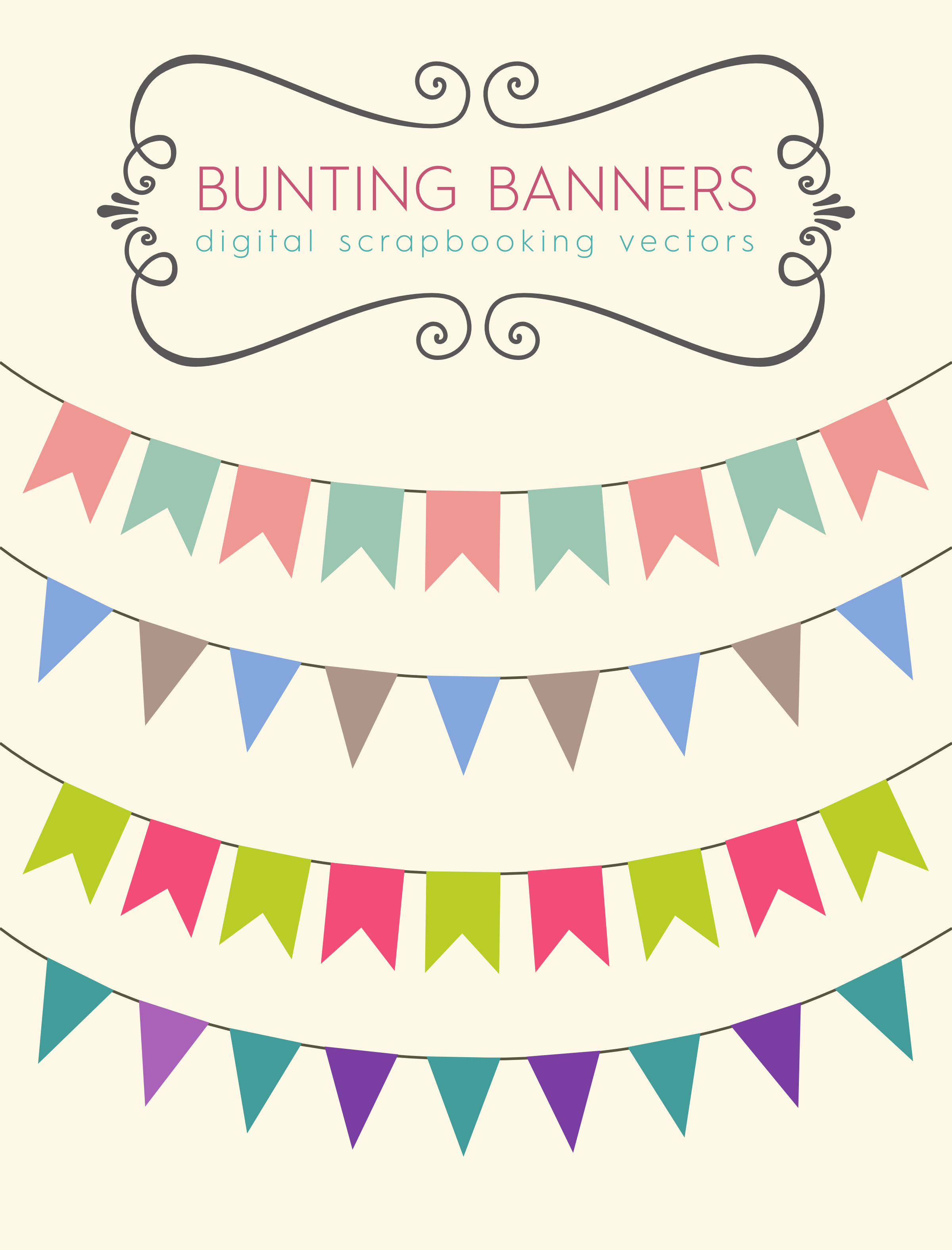 Banners clipart scrapbook. Royalty free images bunting