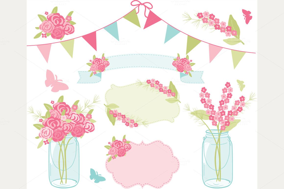 banner clipart shabby chic