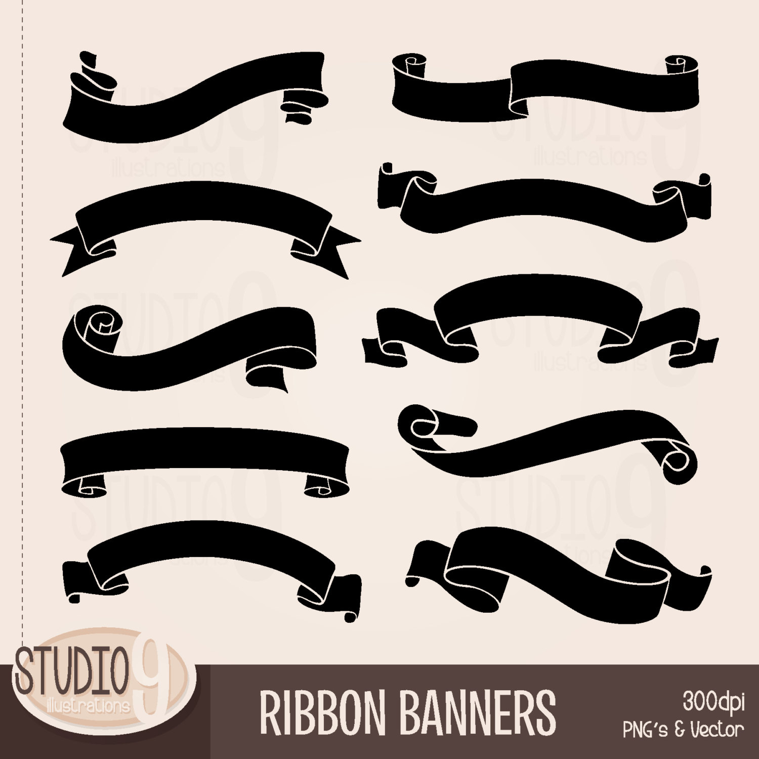 Ribbon clip art . Banner clipart silhouette