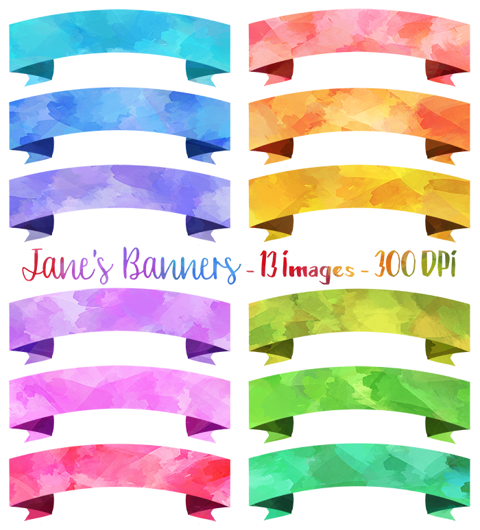 banners clipart watercolor