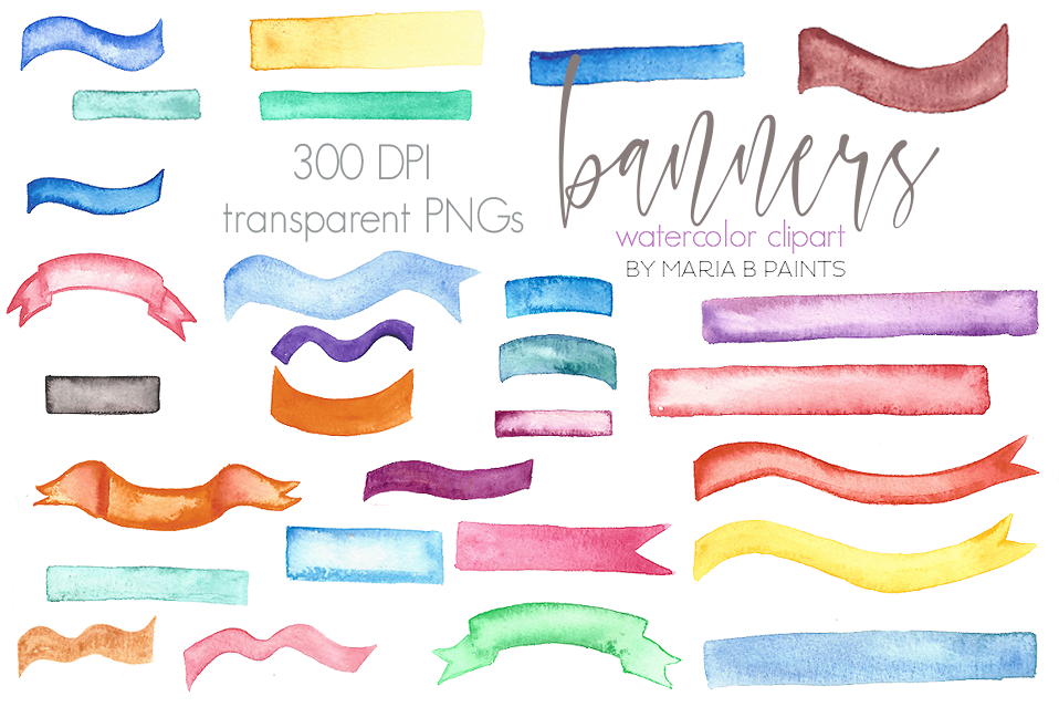 banner clipart watercolor