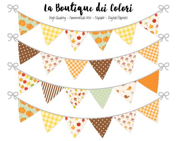 Pennant clipart bunting. Fall banners party flags