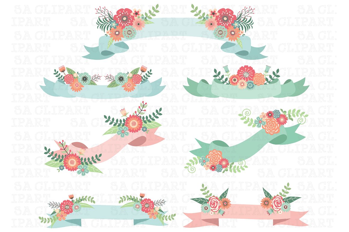 Wedding banner illustrations creative. Banners clipart floral