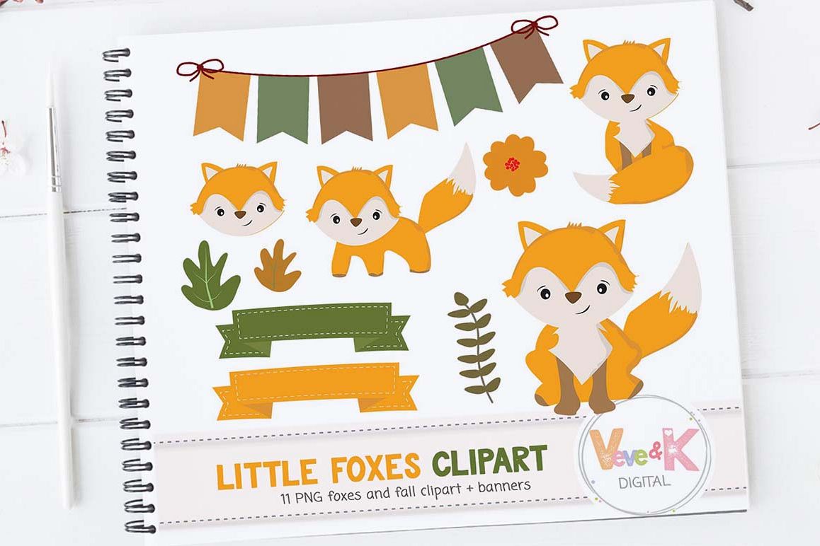 Woodland clipart fox. Clip art cute little