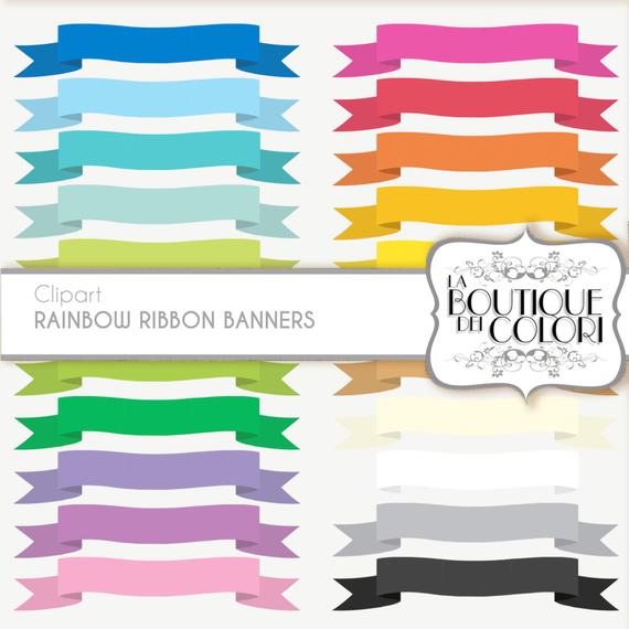 Banners clipart label. Rainbow ribbon cliparts tags