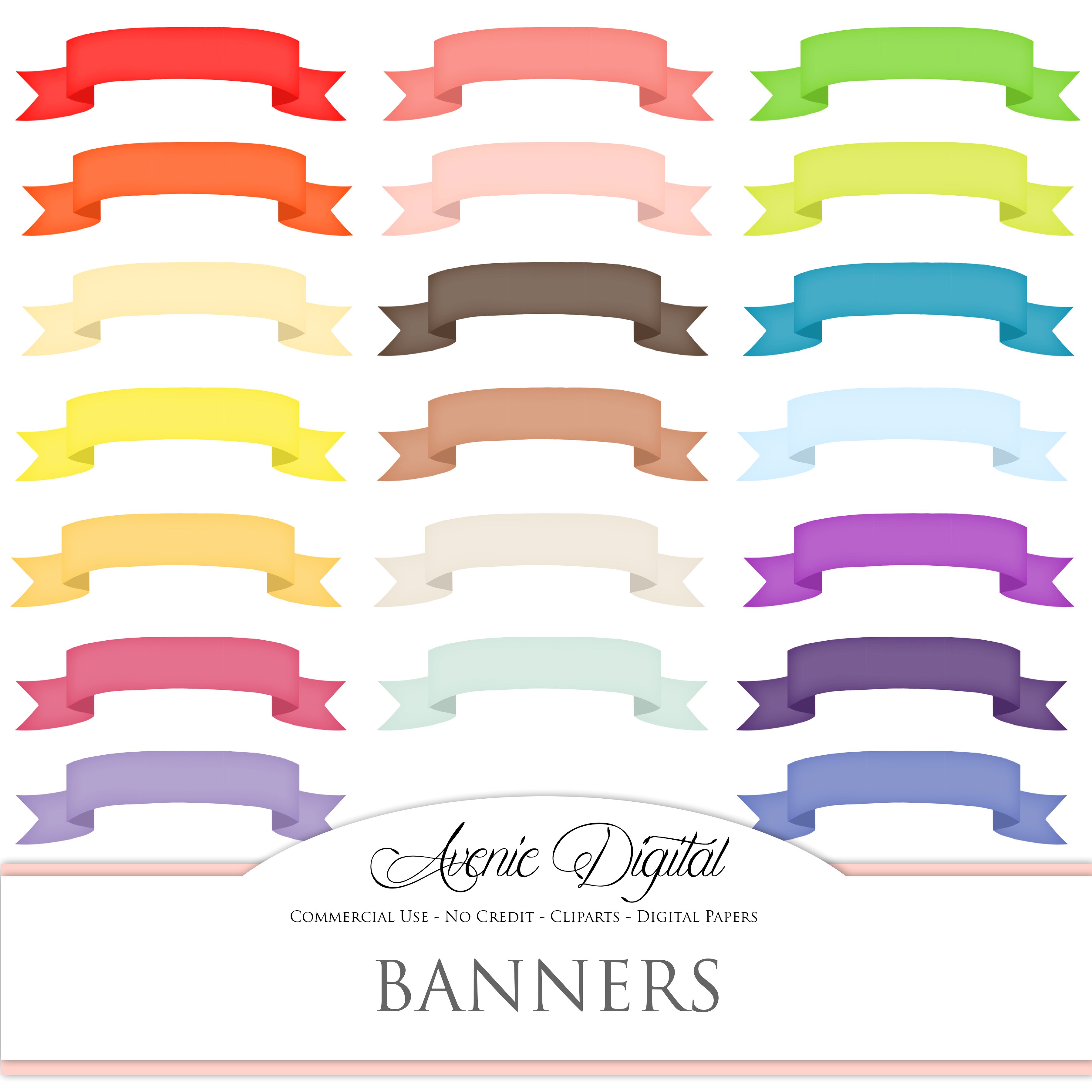 Banners clipart ribbon. Colorful banner illustrations creative