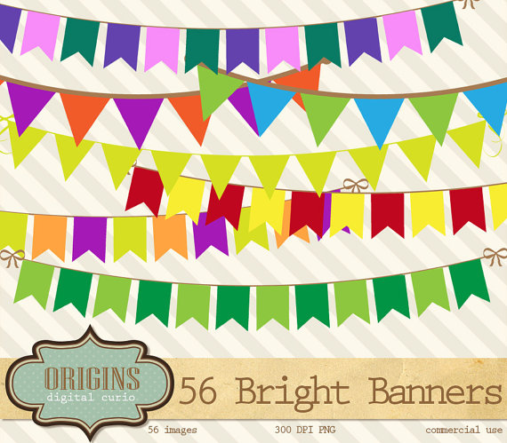  bright multicolor bunting. Banners clipart school