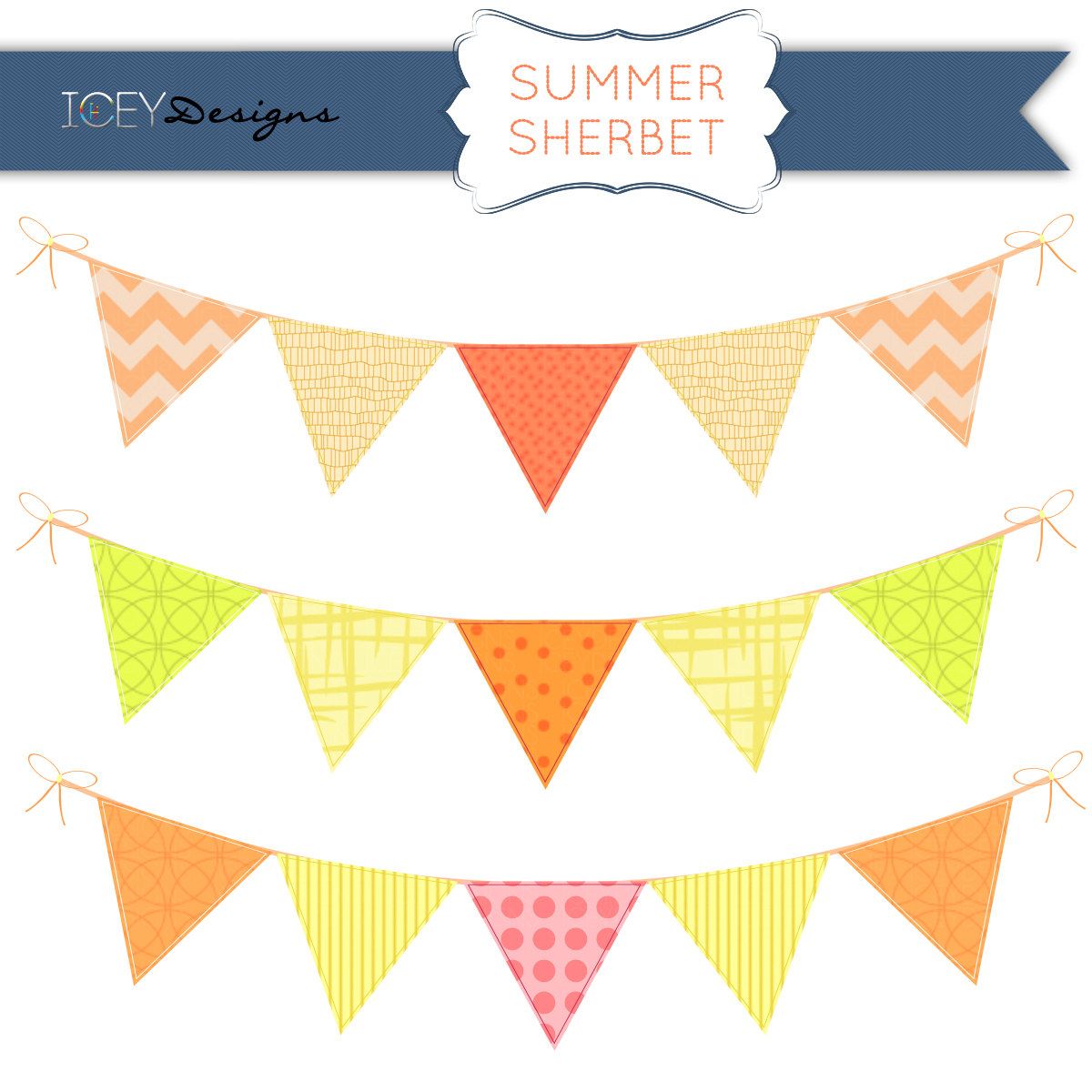 Digital scrapbooking sherbet orange. Banners clipart scrapbook