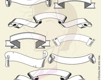 Banners clipart victorian. Etsy digital clip art
