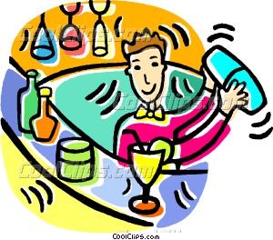 Bar clipart bartender. Mixing drinks at a