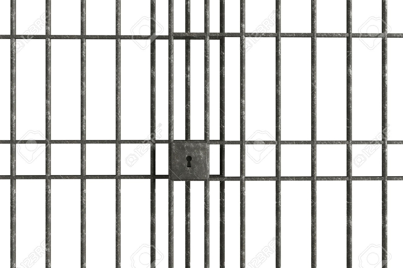 Решетка тюремная на зеленом фоне