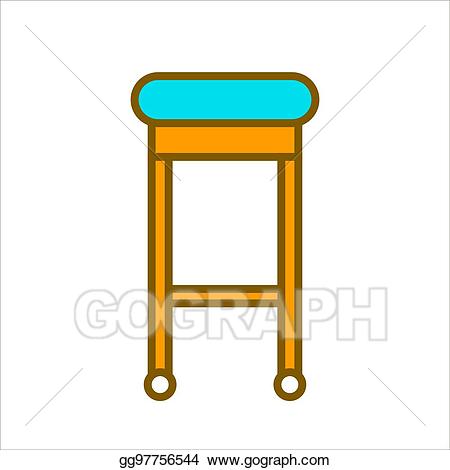 Bar clipart wooden. Vector chair with blue